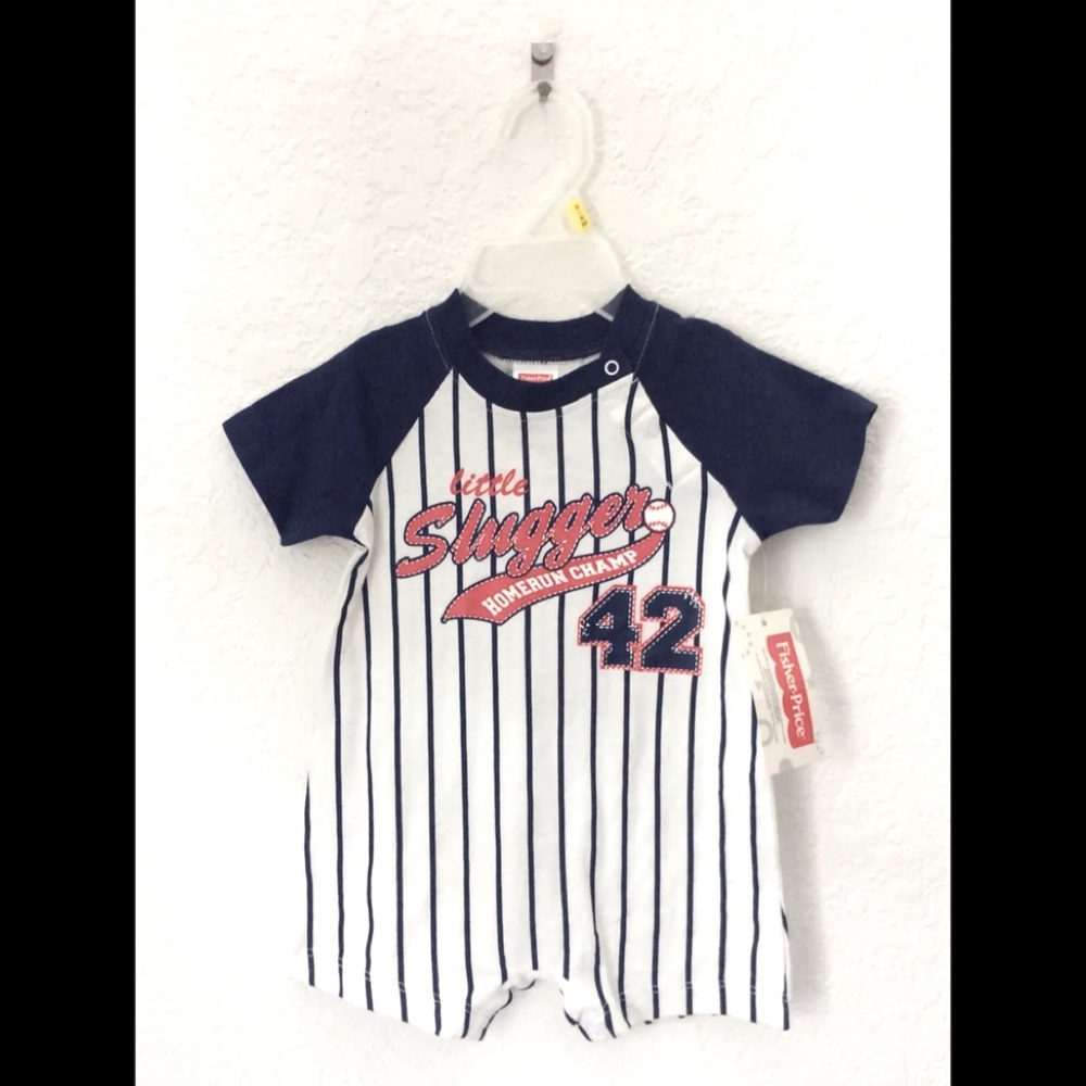 NEW!! Fisher-Price One-Piece 3-6M Baby Boy Baseball Homerun Sport Active creeper